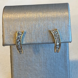  Golden Cascade: 10K Yellow Gold Earrings Diamond Channel Setting