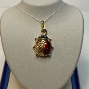 Petite Ladybug Good Luck Pendant with Vibrant Red & Black Detail