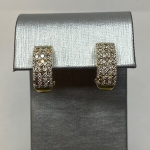  Champagne Diamond Huggie Hoop Earrings - Radiant Rectangular Set