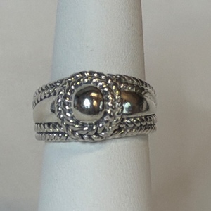  Sterling Silver Rope-Trim Tapered Band Ring