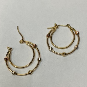  Double Hoop Earrings with Tri-Color Beaded Accents